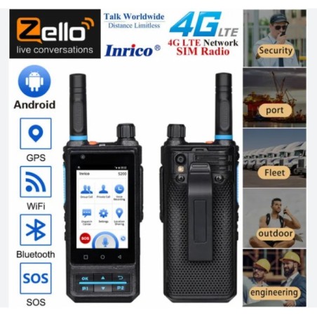 Inrico S200 PoC Radio Ricetrasmettitore 4G LTE portatile per uso professionale
