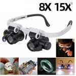 2XLED OCCHIALINI d'ingrandimento fascia d'ingrandimento regolabile 8X 15X