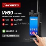 ANYSECU W69-EU-UV POC RADIO 4G ANDROID 14 DMR VHF UHF 136-174/400-470 MHZ BT GPS WI-FI NFC