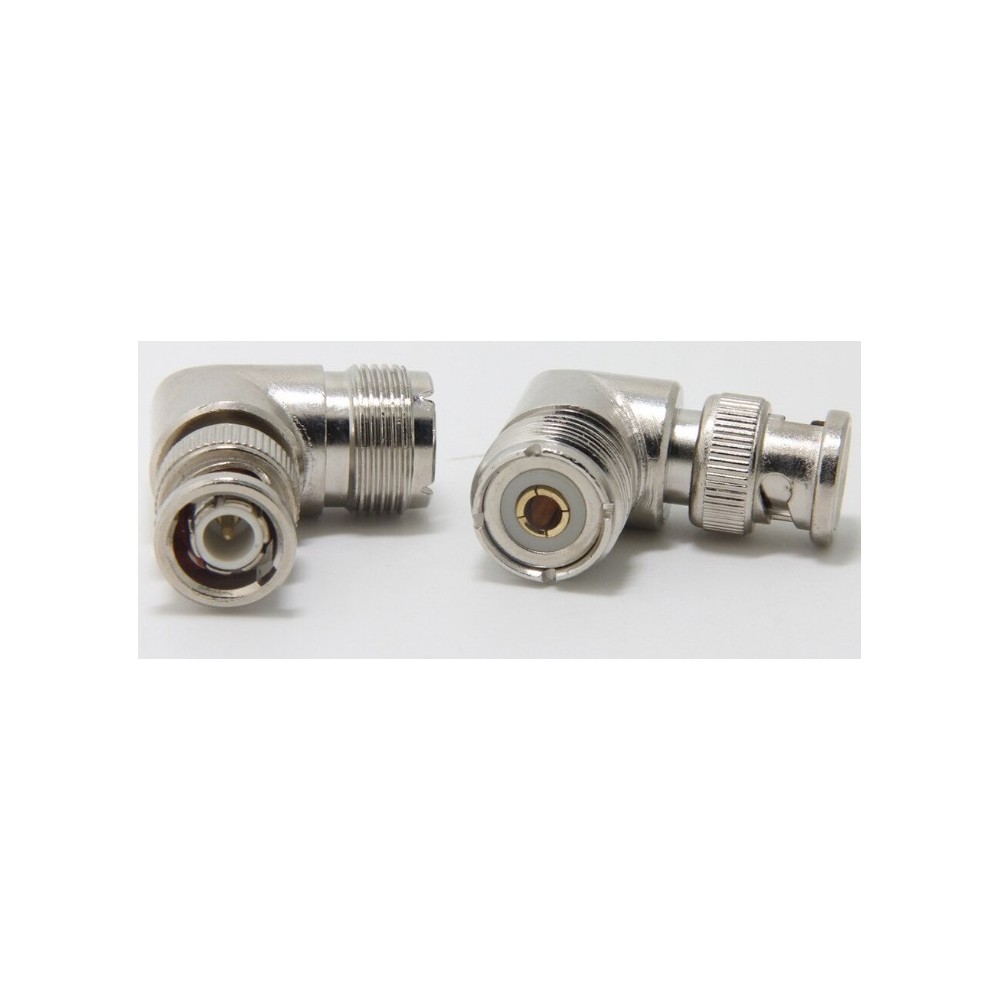 CONNETTORE ADATTATORE A 90 GRADI DA SO239 A BNC MASCHIO (UTILE CON IC705, FT818, ECC.)