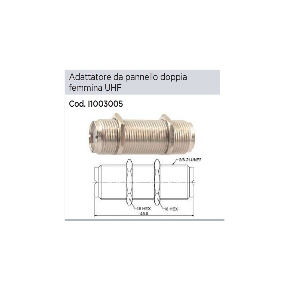 CONNETTORE ADATTATORE DA PANNELLO DOPPIO SO239 CON FERMO A DADI