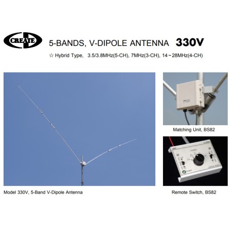 CREATE ANTENNA 330V1 DIPOLO RIGIDO 3.6/7/14/21/28 MHz