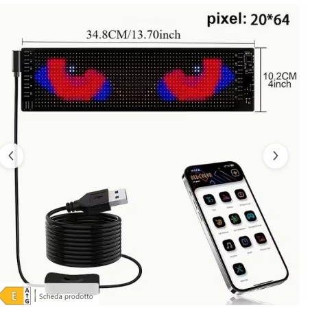 Display a pixel LED morbido, arrotolabile, programmabile da app, per orologio, CALL, etc