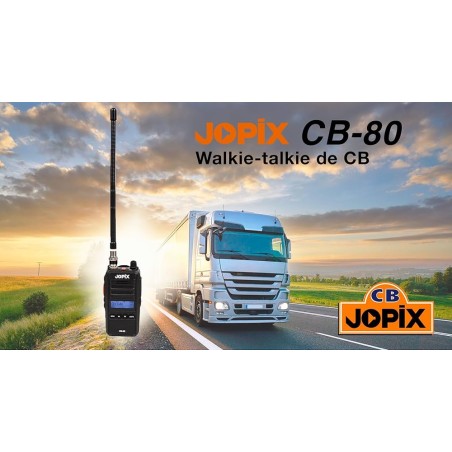 JOPIX CB-80 radio portatile CB AM/FM, ASQ, 40CH, 4W, 2600 mAh Li-Ion, nero