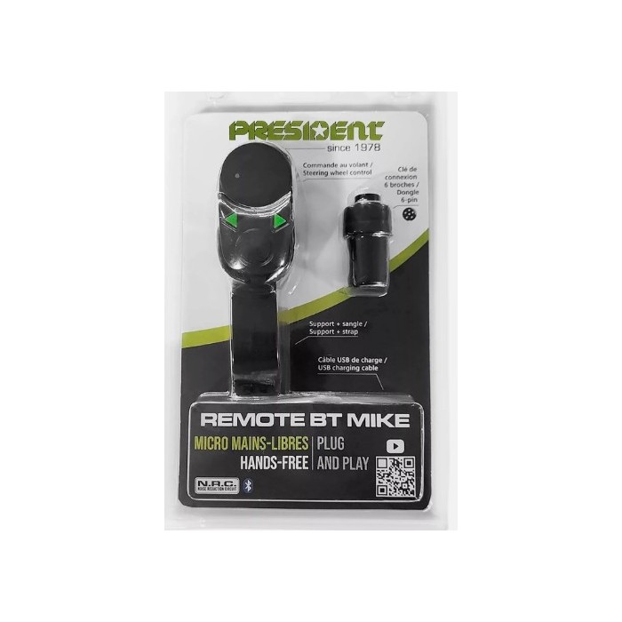 PRESIDENT REMOTE BT MIKE MICROFONO MANI LIBERE BLUETOOTH CON ADATTATORE
