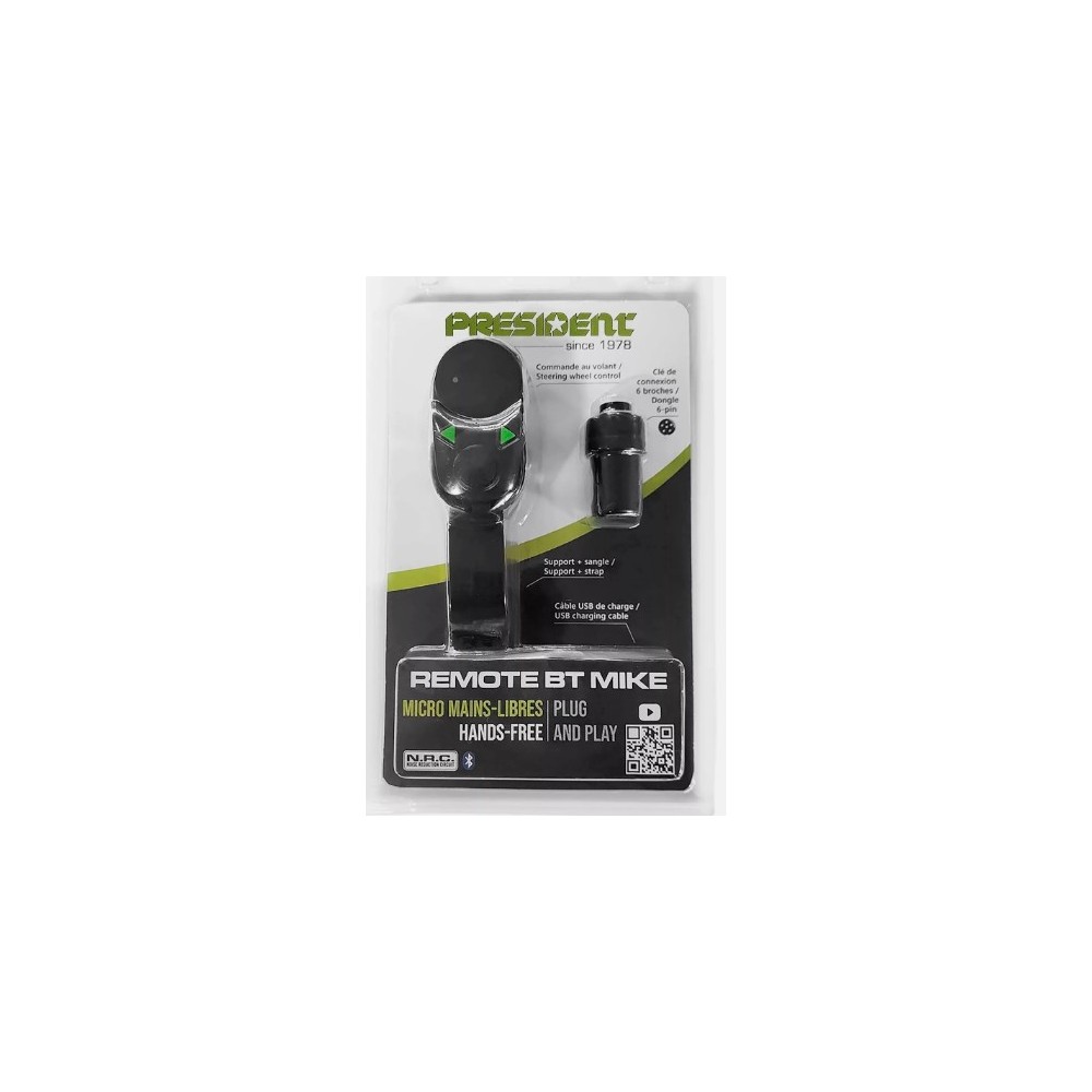 PRESIDENT REMOTE BT MIKE MICROFONO MANI LIBERE BLUETOOTH CON ADATTATORE
