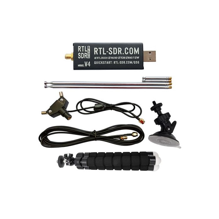 RTL-SDR Blog V4 + Antenna kit, Ricevitore SDR 0.5-1700 MHz senza direct sampling (con UP-converter)