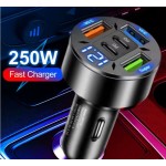 Caricabatteria da auto da 250 W a 5 porte Ricarica rapida PD QC3.0  USB C Adattatore di tipo C